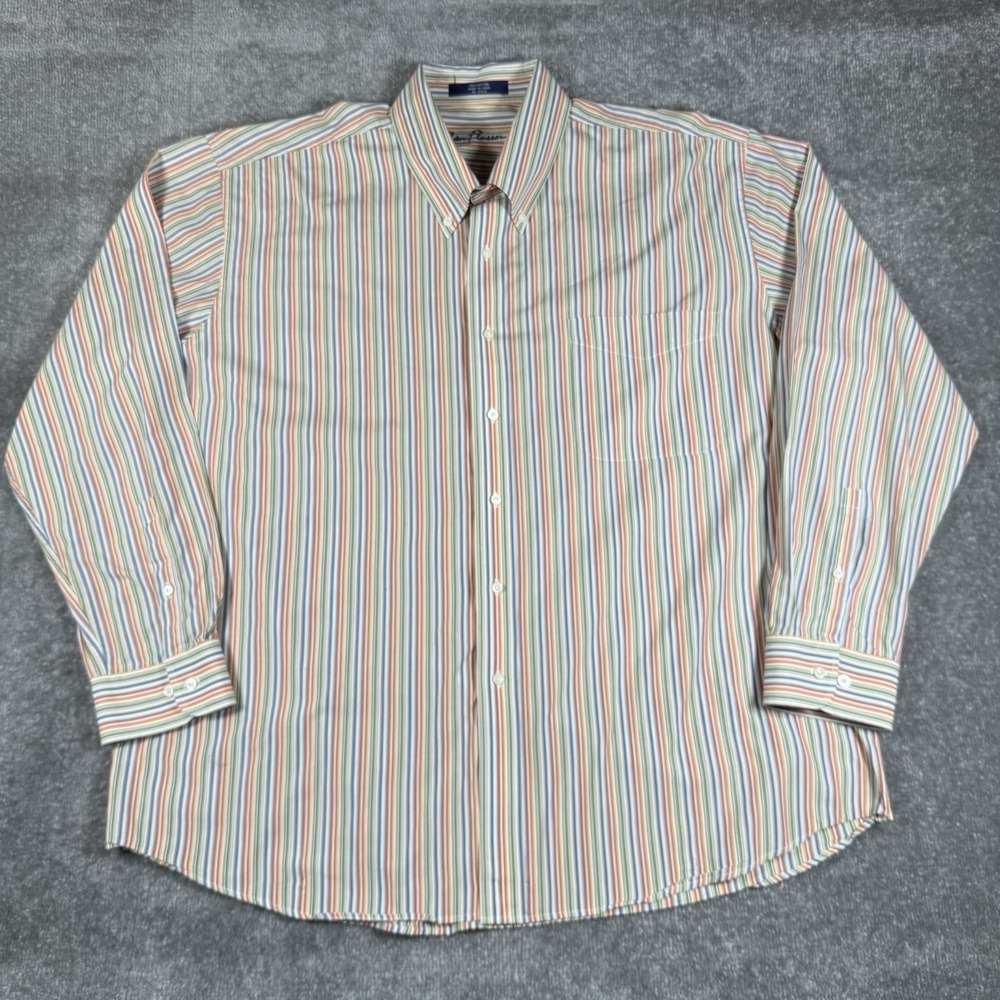 Alan Flusser Shirt Men's 2XL Colorful Striped Long‎ Sleeve Button Up